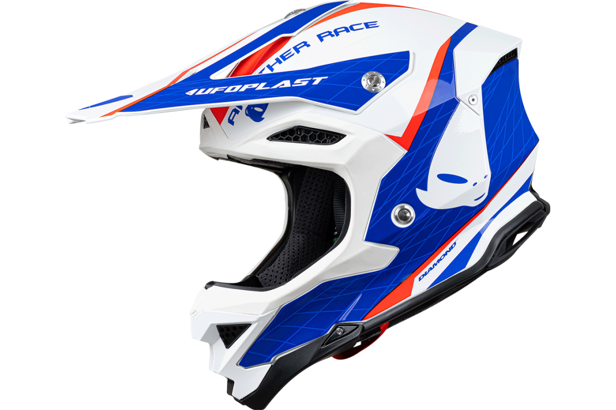 img_29f83eb121a2ac0f76cdc7336a6bcea1.png CASCO MOTOCROSS UFO DIAMOND BIANCO-ROSSO-BLU art. HE054 - immagine 1