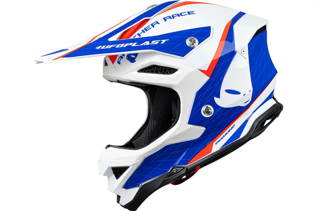 img_29f83eb121a2ac0f76cdc7336a6bcea1.png CASCO MOTOCROSS UFO DIAMOND BIANCO-ROSSO-BLU art. HE054 - immagine 1