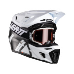 CASCO LEATT 9.5 CARBON WHITE con TECNOLOGIA 360° TURBINE + MASCHERINA VELOCITY 6.5 CRYZTAL WHITE ROSE 32 VLT
