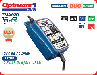 img_70053d59de25c4a6289ec8efb748262c.png MANTENITORE / CARICA BATTERIE OPTIMATE 1 DUO GEL/LITIO - immagine 1