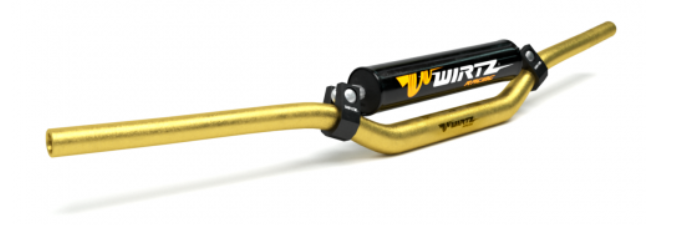 img_722f4c8c9ff0326a8d996f19d8591764.png MANUBRIO CROSS WIRTZ FATBAR PIEGA-ALTA in ALLUMINIO diametro 28 GOLD con TRAVERSINO - immagine 1