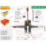 ALBERO MOTORE NUOVA MAZZUCCHELLI ANTICIPATO con BIELLA LUCIDA per VESPA - APE con CONO 20mm e CORSA 43mm