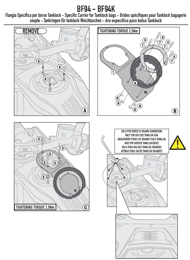 img_f688f607316bd56bb97ce34d6659159a.jpg BF94 - Flangia Borsa Serbatoio Givi Tanklock BF94 per QJ MOTOR SRT 600 SX 2024-2025 - immagine 1