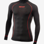 Maglia termica a maniche lunghe con lupetto nera/rossa SIX2