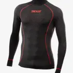 Maglia termica a maniche lunghe con lupetto nera/rossa SIX2